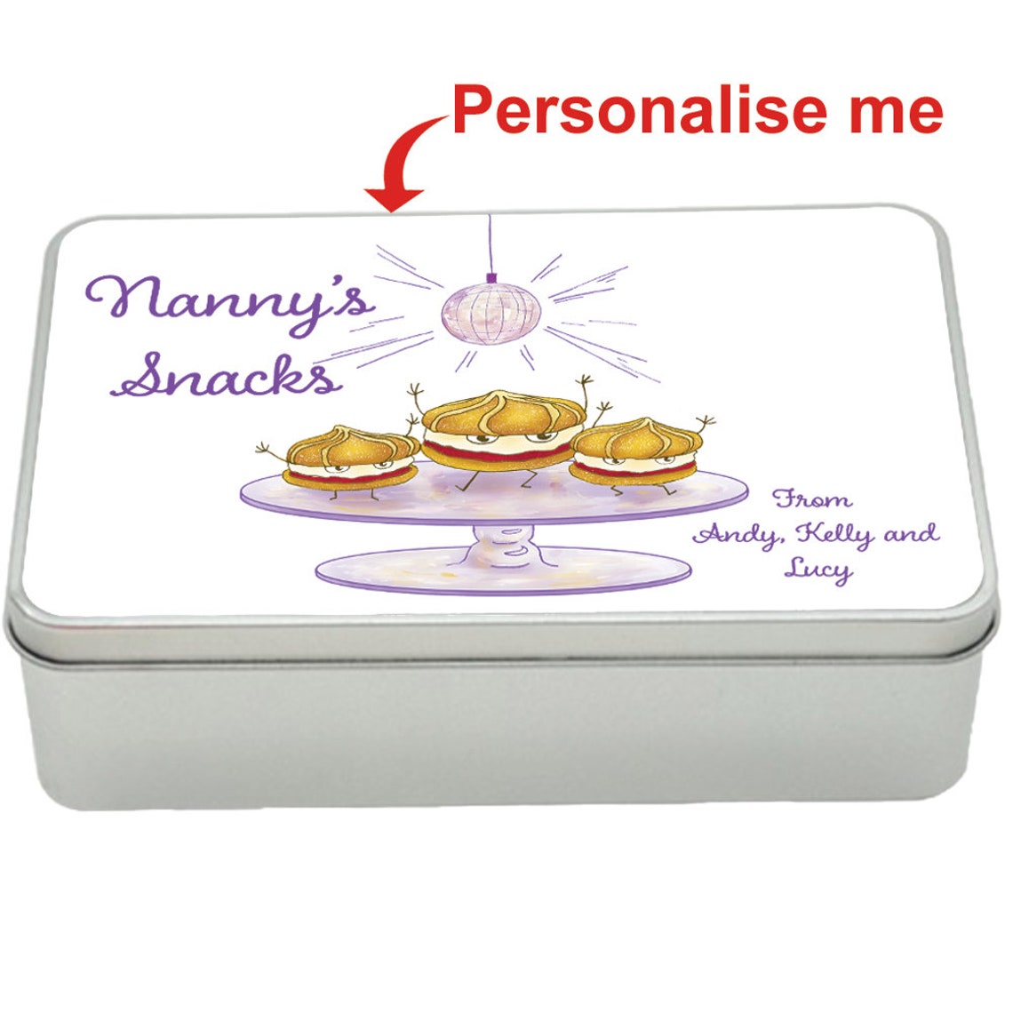 Viennese Whirl Disco treat tin gift idea, personalised storage tin biscuits