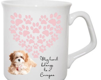 Mug Cavapoo, Mug coeur empreinte de patte, Mug cadeau pour propriétaire de Cavapoo, Cadeau pour propriétaire de chien, Mug cadeau pour amoureux des chiens,