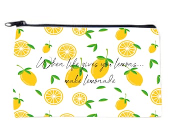 Cosmetic bag Personalised gift lifestyle message bag Lemons