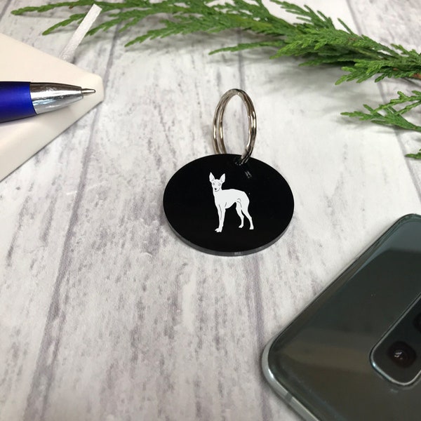 Porte-clés terrier anglais debout en acrylique noir | Cadeau porte-clés | Porte-clés