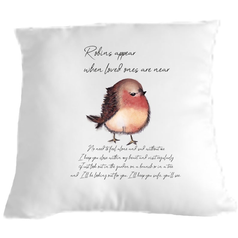 Robins appear Cuddle cushion Memory bereavement comfort cushion gift pillow 