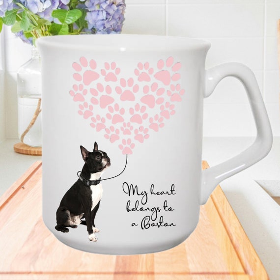 Boston Terrier Mug Pawprint Heart Mug Mug Gift for Boston Terrier Owner Dog Owner Gift Mug Gift for Dog Lover Etsy Canada