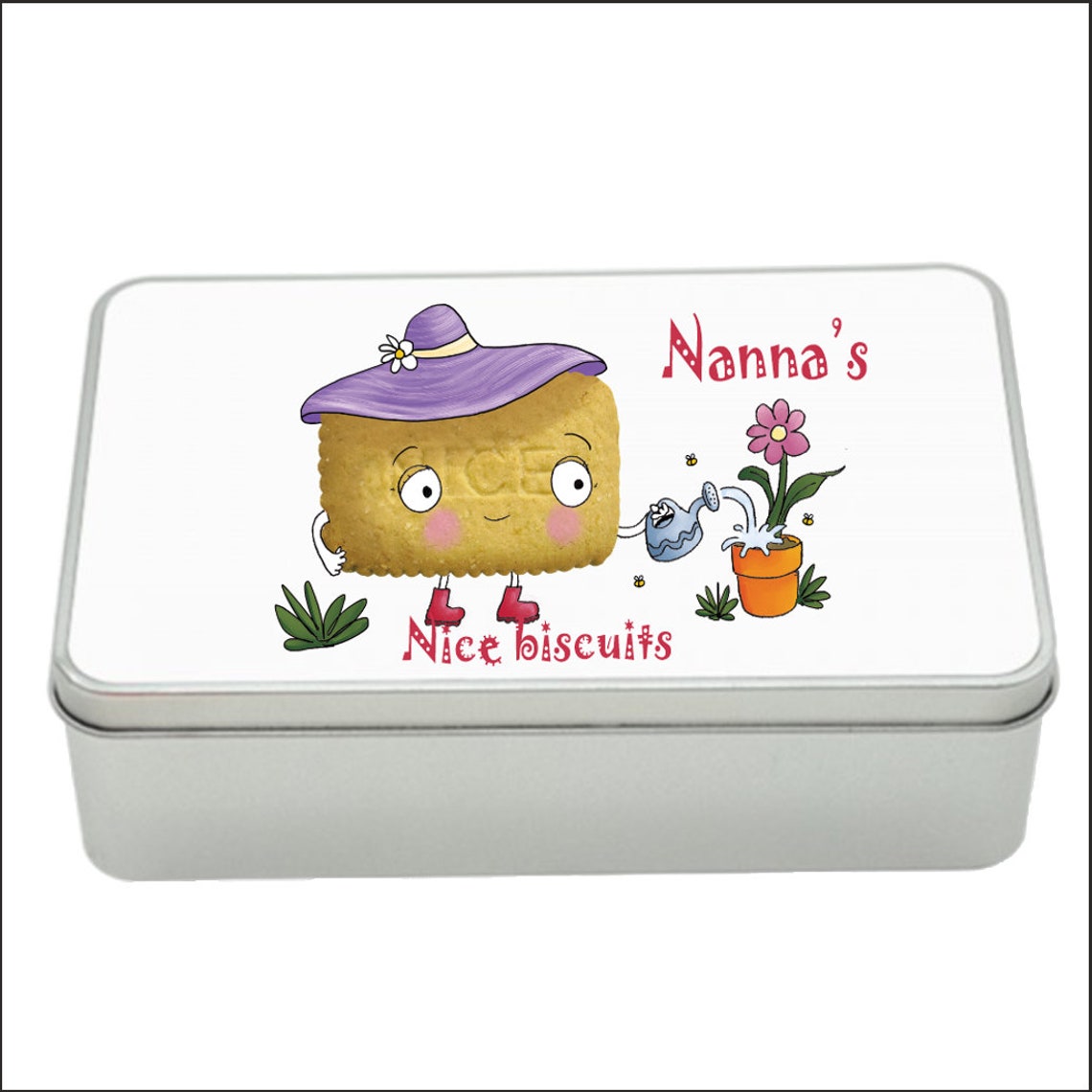 Nana Nice Biscuits treat tin gift idea, personalised storage tin biscuits