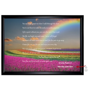 Dog Memorial Framed Print Rainbow bridge Pet memorial poem