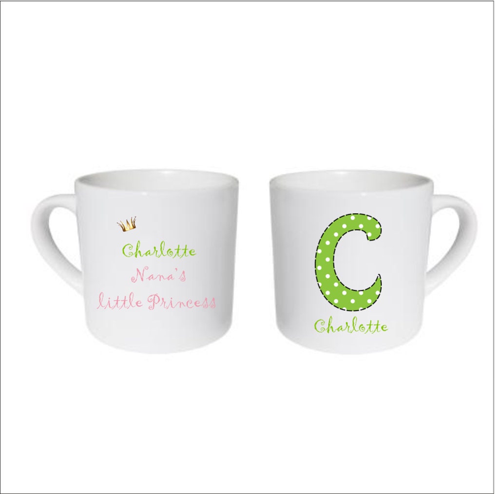 Childs Name Mug Alphabet letter C Superhero Spotty