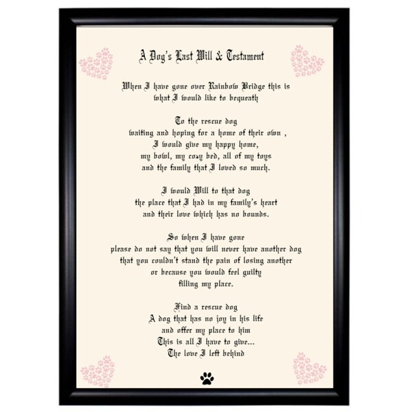 A Dog's Last Will and Testament Framed print