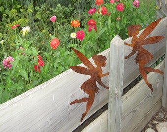 Fairy Fence Topper, Post Topper, Rusty Fence Decor, Fairy Gift For Gardener, Whimsical Gift For Gardening Friend, Metal Fairy For The Garden