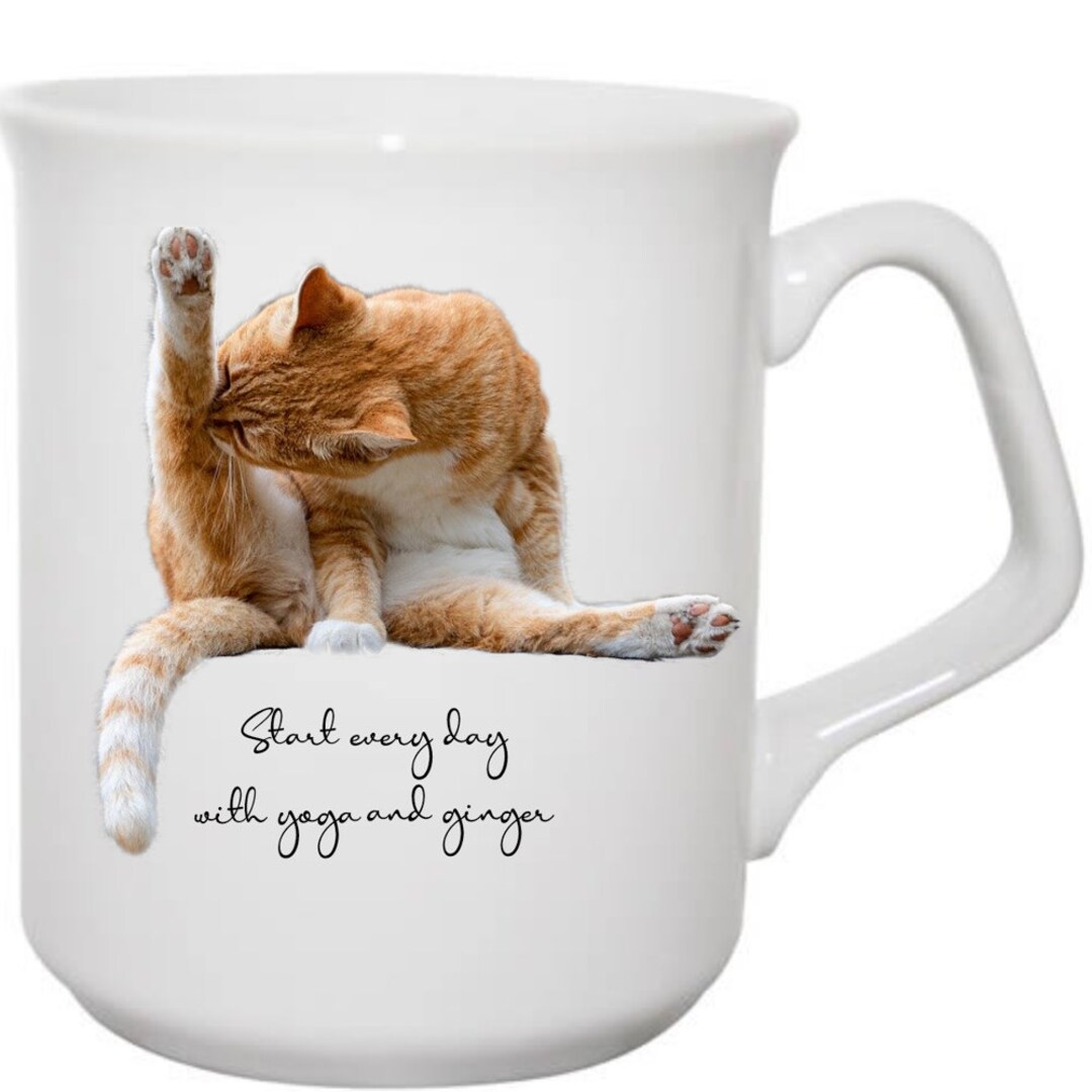 Cat Mug Ginger Cat Mug Yoga Mug Etsy UK