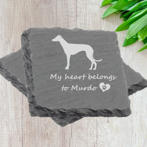 Greyhound slate Coaster personalised gift item