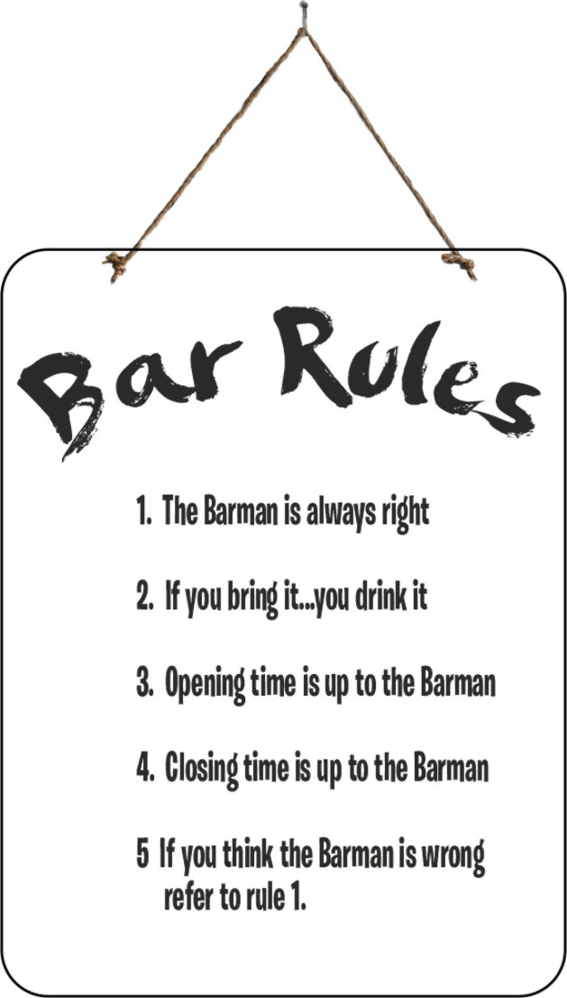 Bar Sign Bar Rules Lifestyle Sign Fun Home Bar Sign Retro Sign Etsy