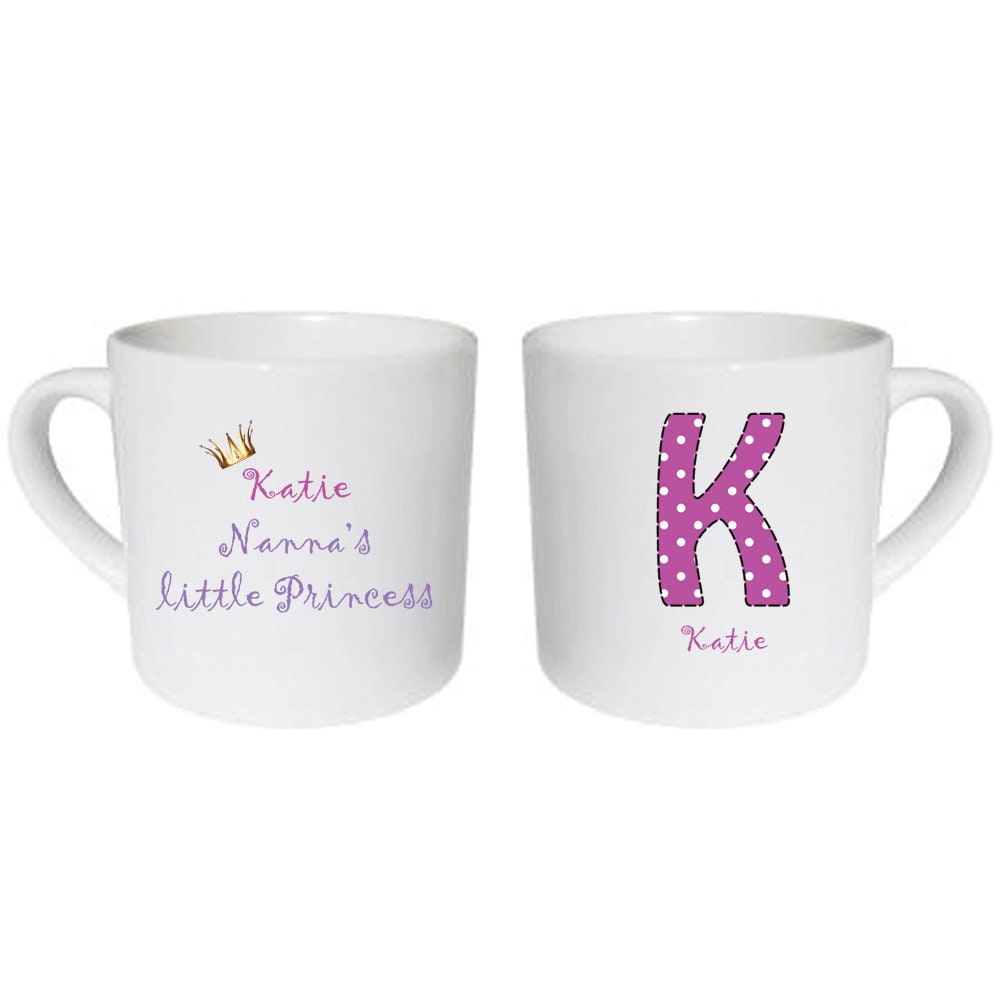 Childs Name Mug Alphabet letter K Superhero Spotty