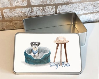 Miniature Schnauzer 2 CHOICES Treat Tin storage tin Personalised dog tin gift idea