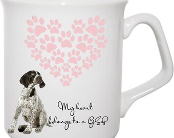 Mug allemand à poil court, tasse coeur empreinte de patte, cadeau mug pour propriétaire allemand à poil court, cadeau propriétaire de chien, cadeau mug pour amoureux des chiens,