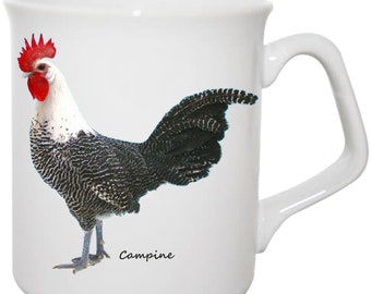 Chicken Mug, Personalised Mug Gift For Chicken Lover, Chicken Gift For Women, Chicken Decor, Campine Chicken Mug