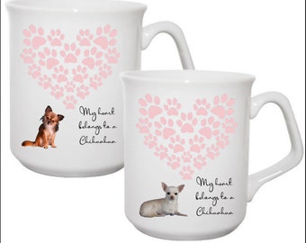 Mug chihuahua, mug coeur empreinte de patte, cadeau mug pour propriétaire de chihuahua, cadeau pour propriétaire de chien, cadeau mug pour amoureux des chiens,