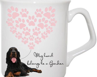 Mug Setter Gordon, Mug coeur empreinte de patte, Mug cadeau pour propriétaire de Setter Gordon, Cadeau pour propriétaire de chien, Mug cadeau pour amoureux des chiens,