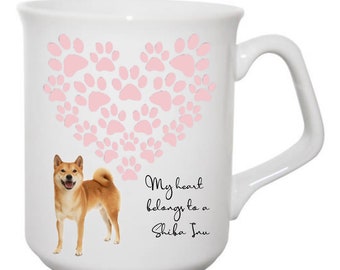 Mug Shiba Inu, Mug coeur empreinte de patte, Mug cadeau pour propriétaire de Shiba Inu, Cadeau pour propriétaire de chien, Mug cadeau pour amoureux des chiens