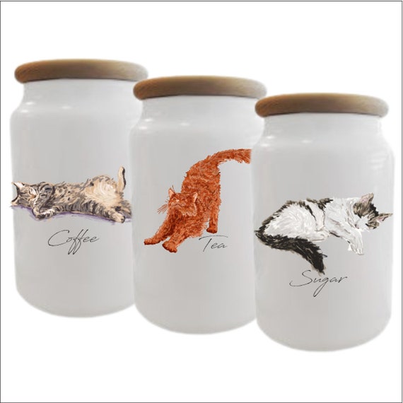 Cat tea sale coffee sugar canisters