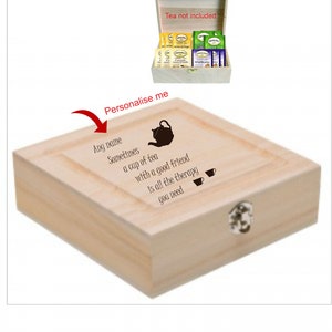 Personalised Wooden Tea Box Trinket box Storage gift idea