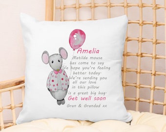 Child's Cuddle Cushion Personalised Get well Granddaughter Daughter friend poorly unwell comfort pillow