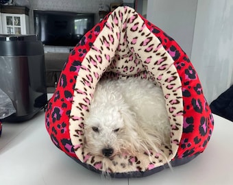 Small dog cave | Dog bed up to 5 kg | Handmade | Cuddly bed made of cuddly fabric | Soft & warm | Mini dog basket | Handmade pet bed