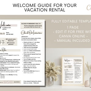 AirBnB 1 Page Welcome Sign | Check-Out Instructions| House Rules| Airbnb Minimalist Canva Template|