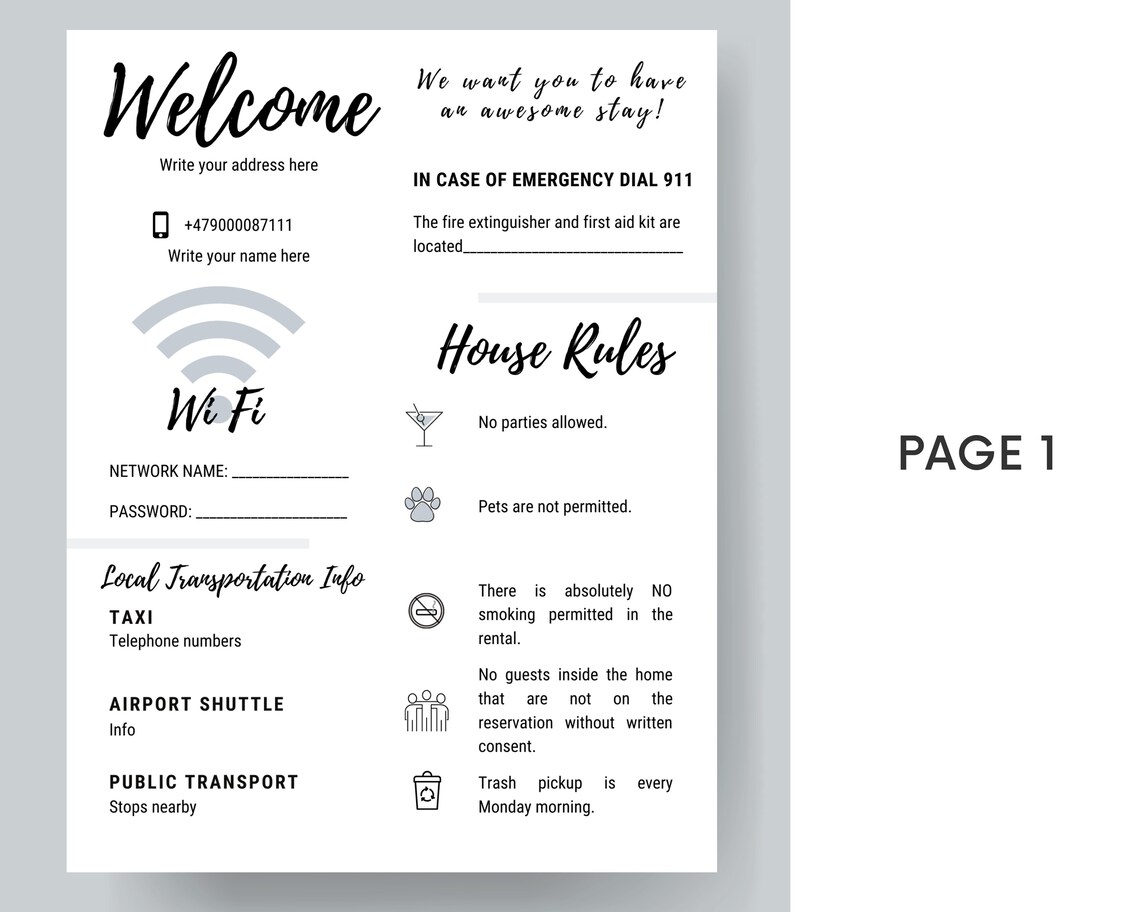 Airbnb 3 Pages Quick Guide Fillable and Editable Airbnb