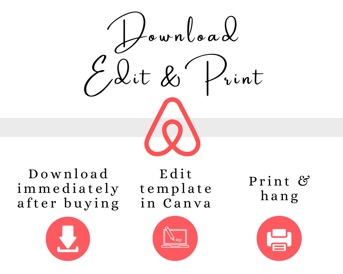 Airbnb Template Signs Bundle Editable Template Wifi Etsy