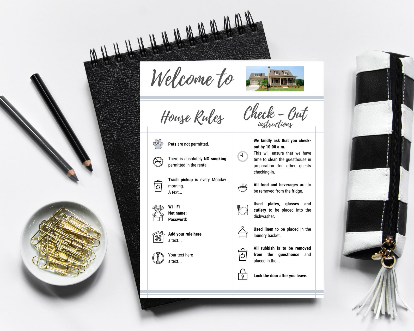 Airbnb 1 Page Sign Checkout Instructions House Rules Airbnb