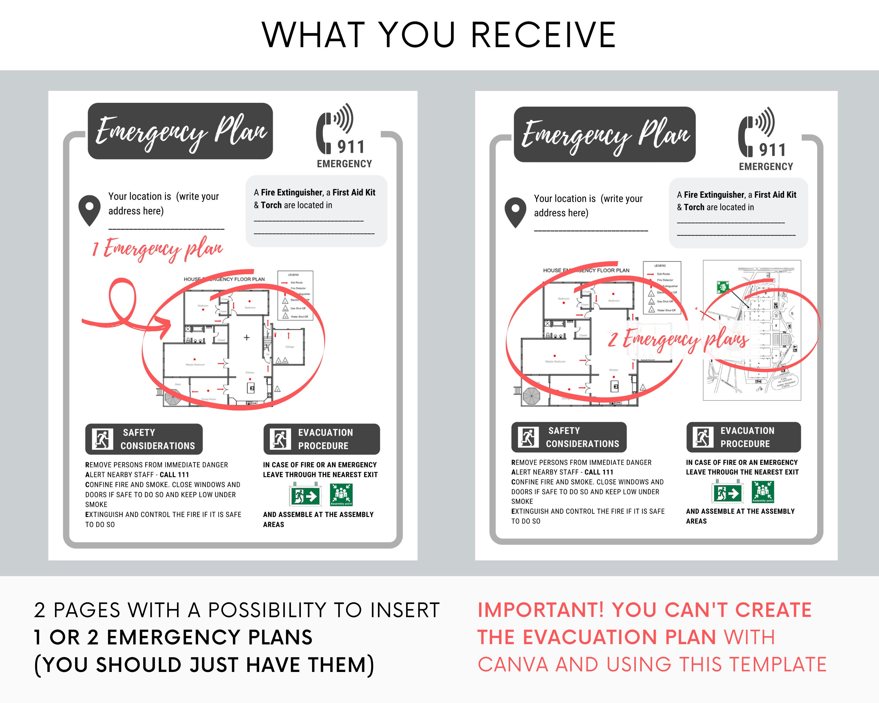 Safety Emergency Sign for Airbnb Airbnb Template Editable & Etsy
