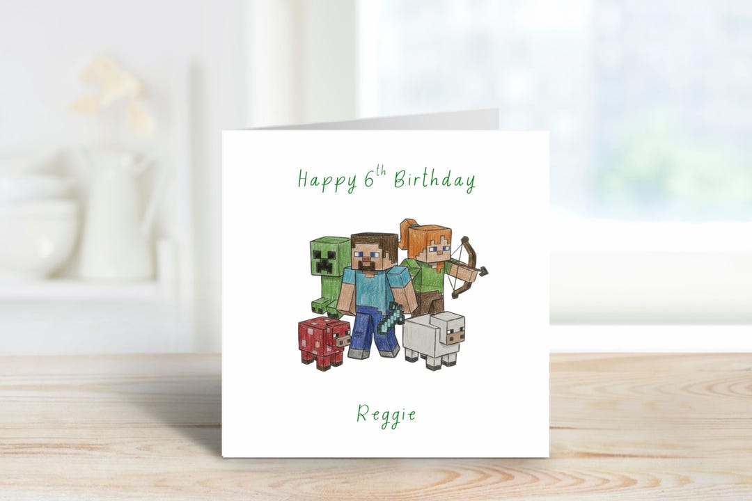 Minecraft Card Design Personalized Minecraft Theme Card | Personalized Birthday Card - Etsy UK