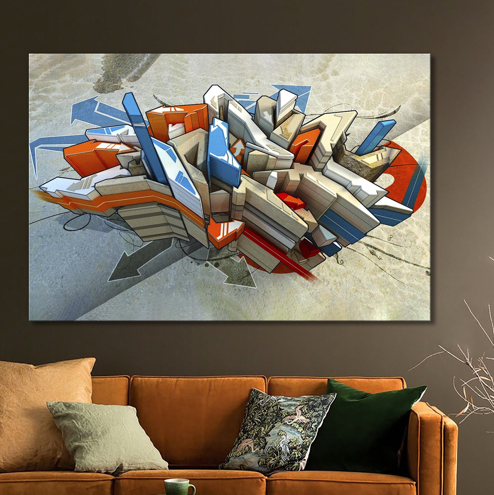 Extra large graffiti wall art print 3 piece canvas colorful Etsy