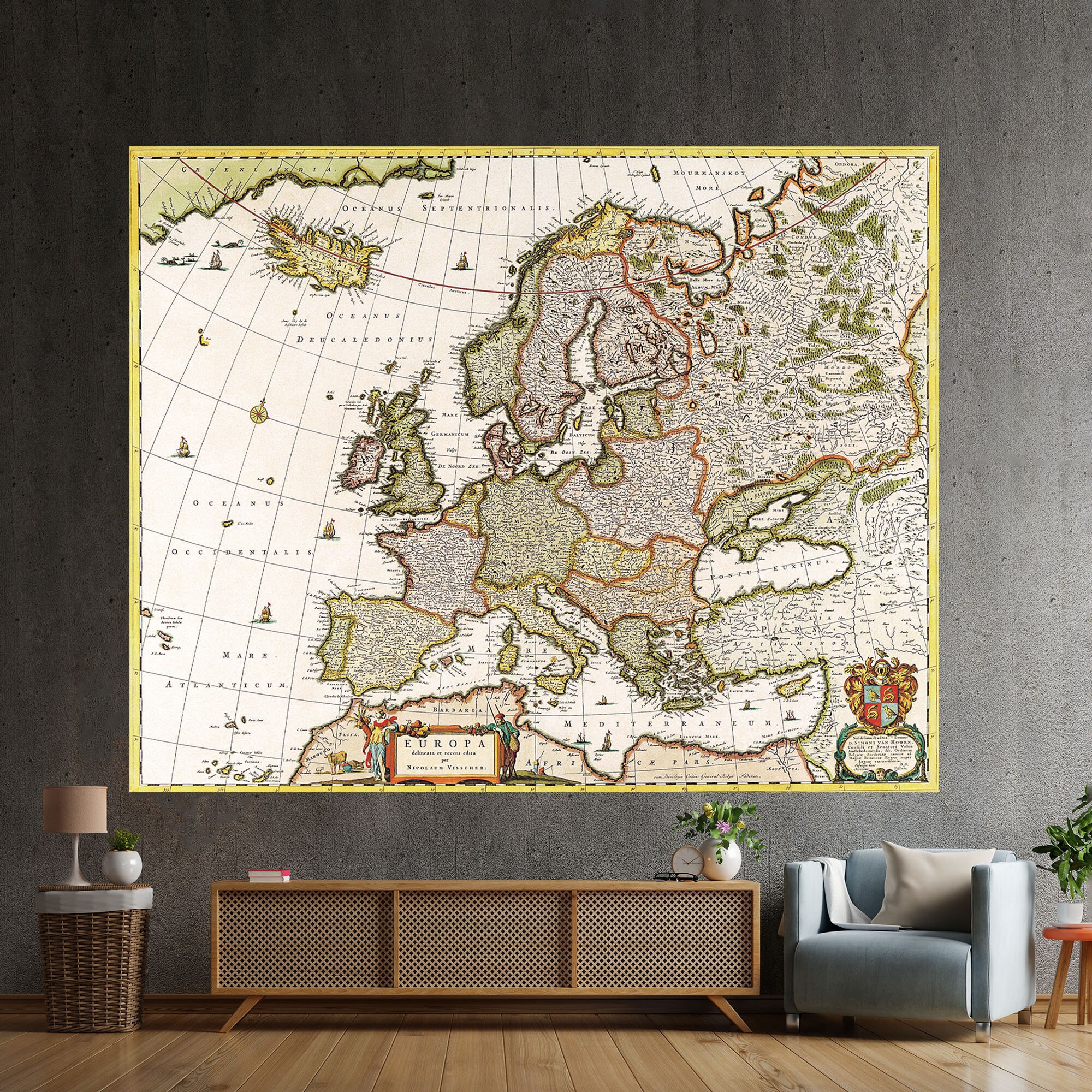 Wall Art Decor Print Alt Restored 1500s Map of Europe Artwork Print ...