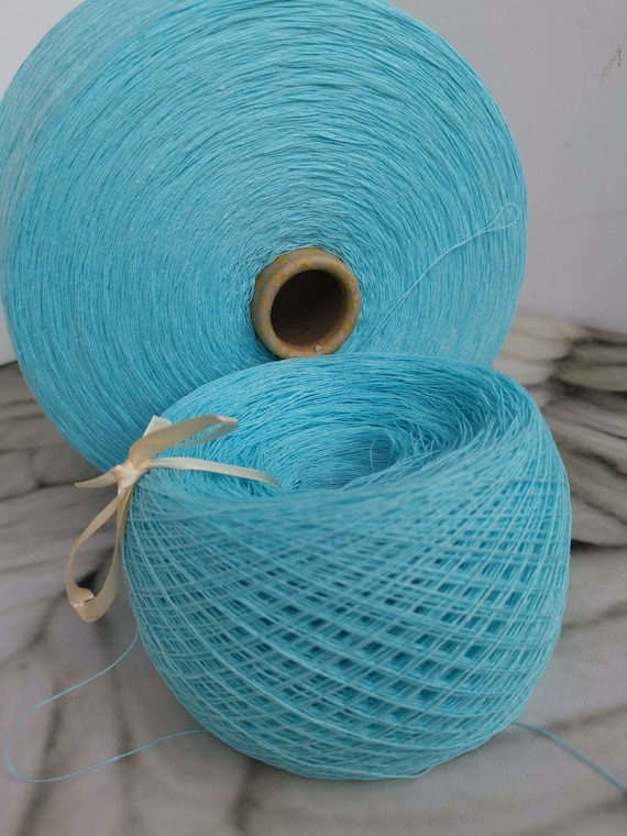 Sky Blue Cotton Yarn for Knitting Crocheting Machine Knitting, 100g /3,5 Oz  