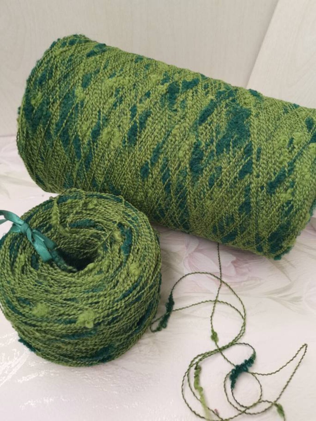 Green Knitting Yarn Crocheting Yarn Novelty Yarn for Knitting Etsy