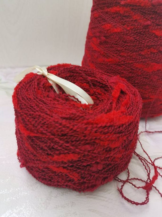Red Novelty Knitting Crocheting Yarn Wool for Knitting, Fantasy Decorative  Yarn, Hand Knit Yarn on Cone 