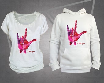 Sign language I love you  hoodie, asl sign language shirt, I love you tshirt, hoody for women, men, unisex tees