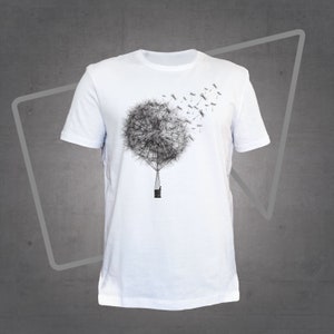 dandelion hot air balloon shirt, wildflower shirt, dandelion air balloon surreal abstract drawing hoodie, valentines gift shirt image 3