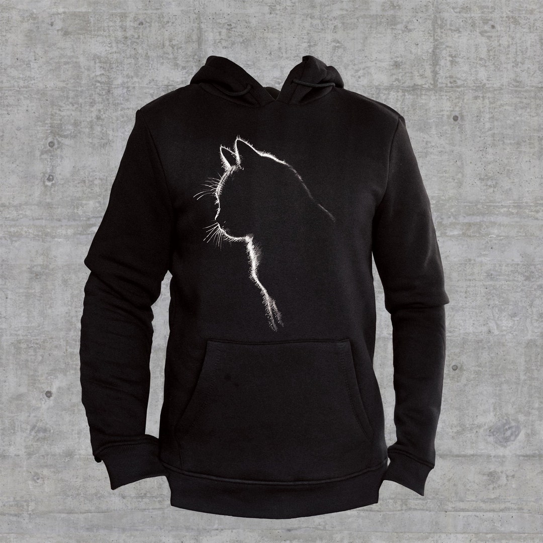 Cat Hoodie, Cat Mom Hoodie, Cool Cat Drawing, Cat Silhouette Black ...
