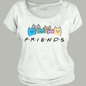 Friends cat tshirt, friends clothing, friends women&#39;s tee, cat friends tee