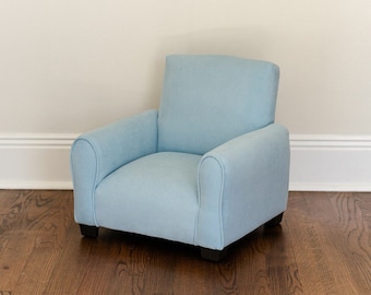 Personalized Child's Upholstered Rocking chair / Chair - Light Blue Suede