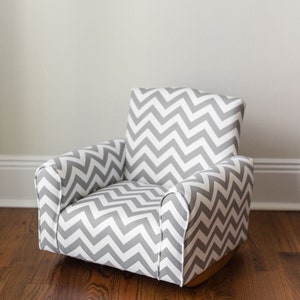 Personalized Child&#39;s Upholstered Rocking chair / Chair - Gray Chevron