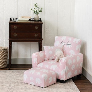 Personalized Child s Upholstered Rocking Chair Chair Grey Giraffe Etsy