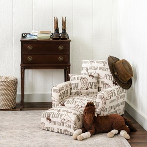 Personalized Child&#39;s Upholstered Rocking chair / Chair -  Cowboys / Brown