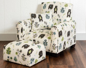 Personalized Child's Upholstered Rocking chair / Chair - Bears and Trees