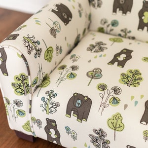 Personalized Kids Chair, Childs Upholstered Rocking Chair, Toddler Chair, Kids Armchair Bears and Trees Print image 6