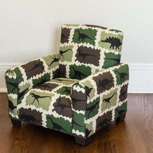 Personalized Child's Upholstered Rocking chair / Chair Dinosaurs Green/Brown None