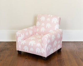Personalized Child's Upholstered Rocking chair / Chair - Pink Elephants