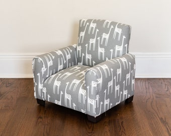 Personalized Child's Upholstered Rocking chair / Chair - Grey Giraffe