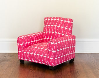 Personalized Child's Upholstered Rocking chair / Chair - Pink Flamingos